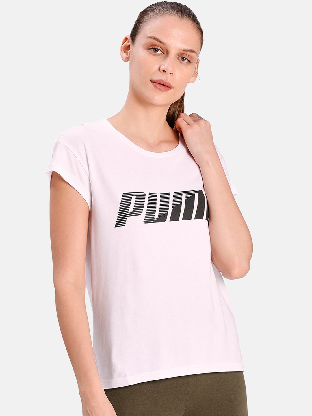 

Puma Women White MODERN SPORT Graphic dryCELL Tshirt