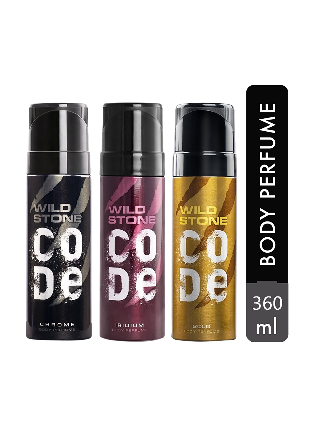 Wild Stone Men Pack of 3 Body Spray 360ml, Black