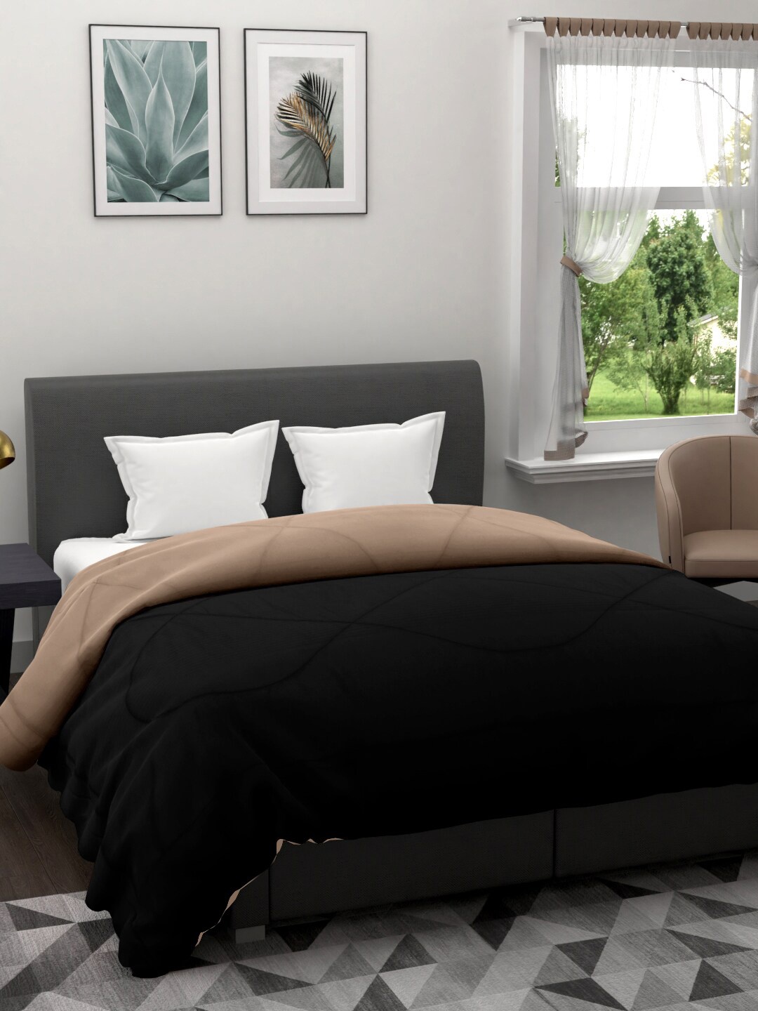 EverHOME Black & Beige Solid Mild Winter 200 GSM Double Bed Comforter