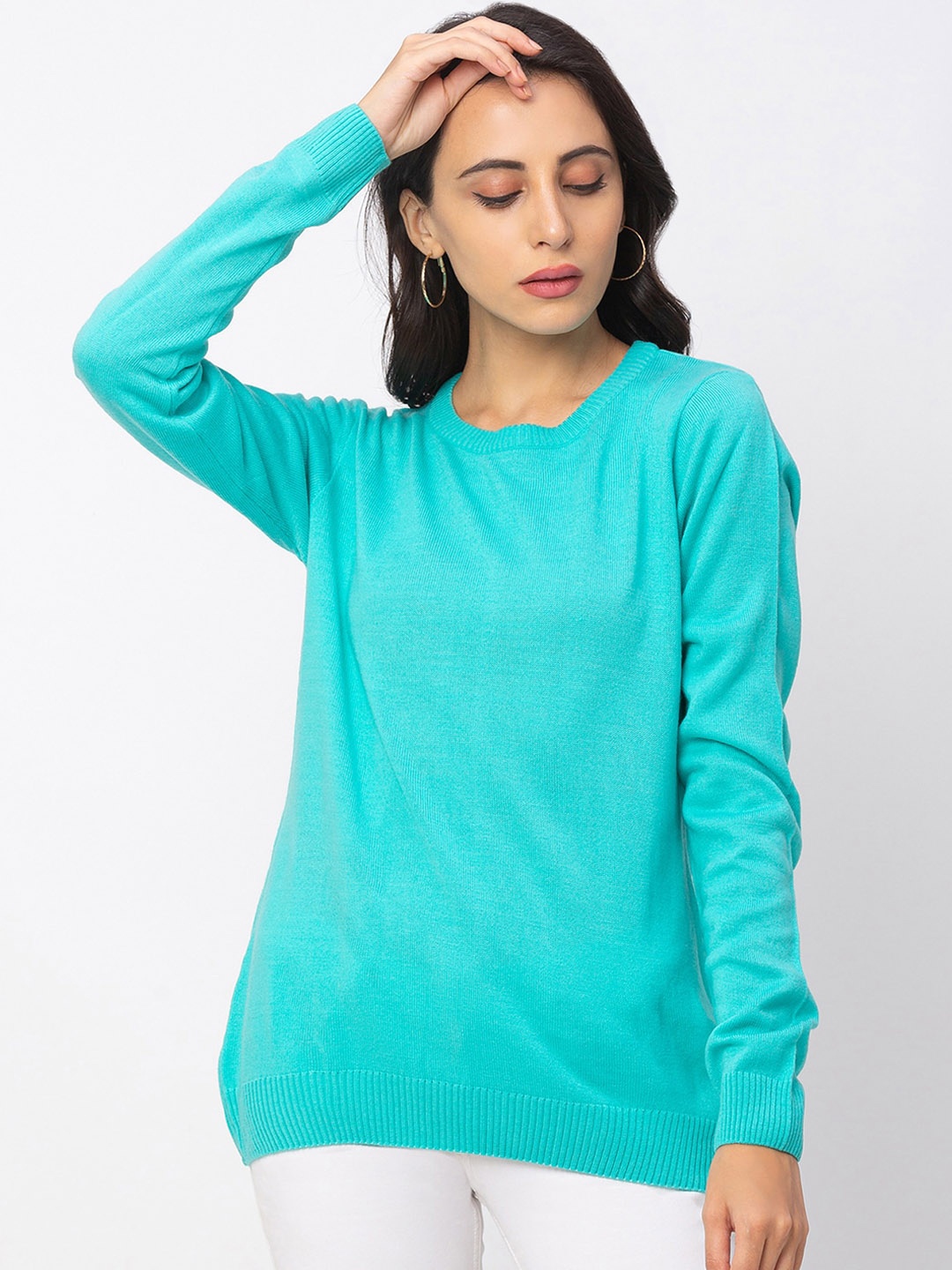 

Globus Women Blue Solid Pullover Sweater