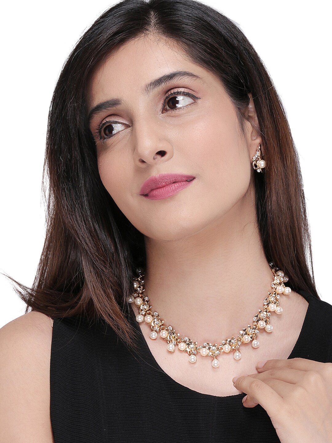 

Yellow Chimes Gold-Plated & White Pearl Jewellery Set