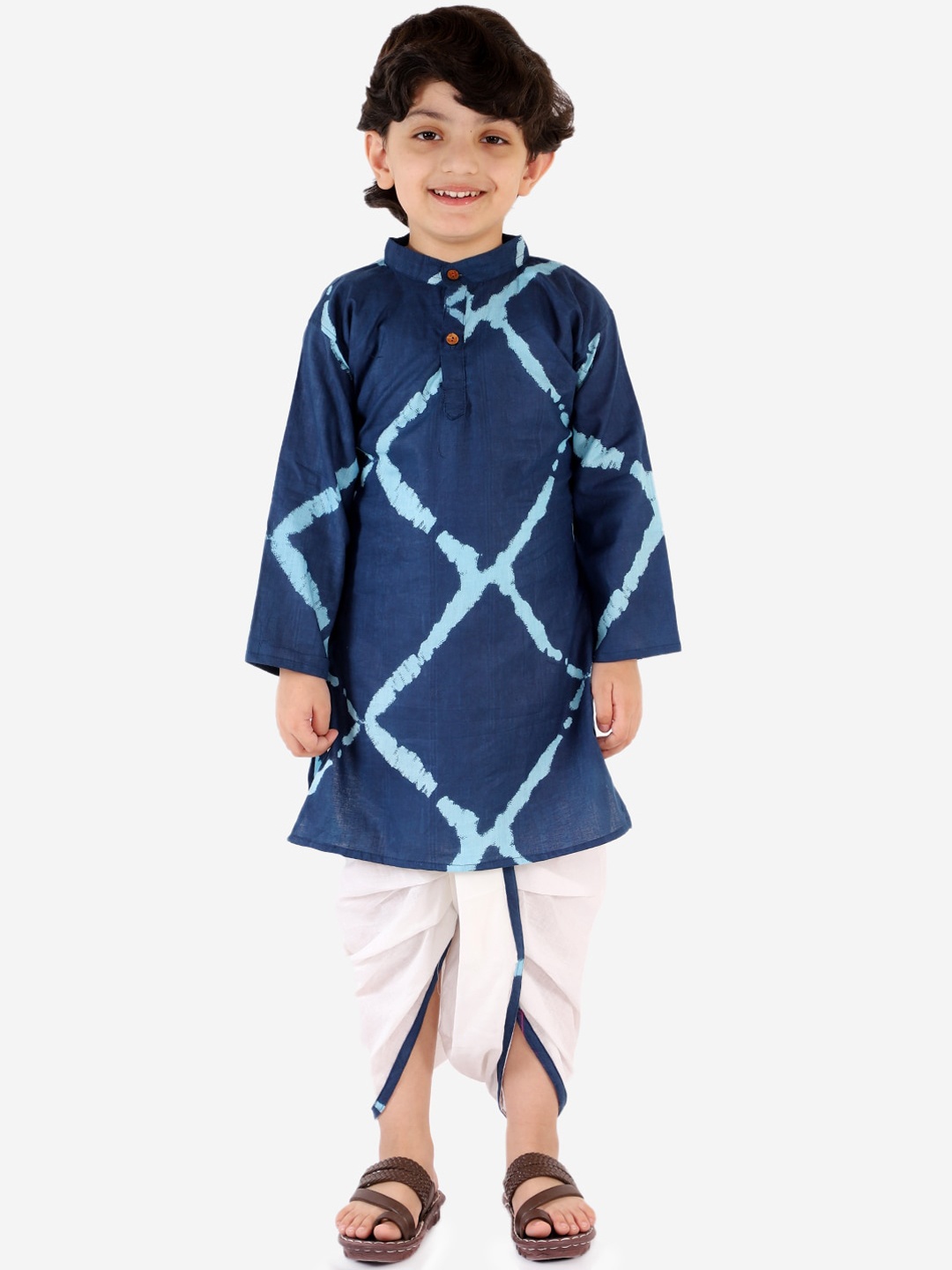

Chipbeys Boys Blue Dyed Kurta with Dhoti Pants