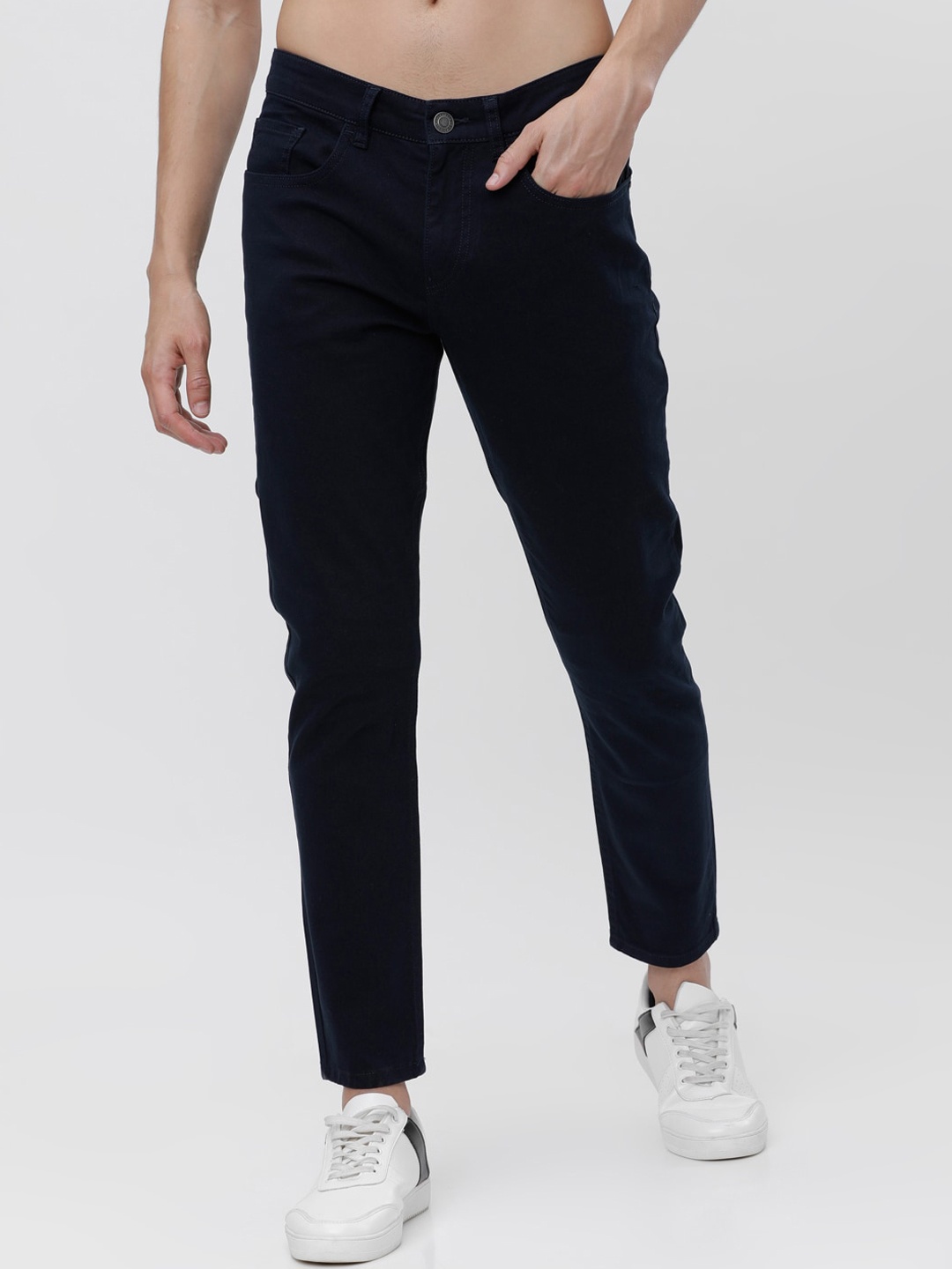 

HIGHLANDER Men Navy Blue Tapered Fit Trousers