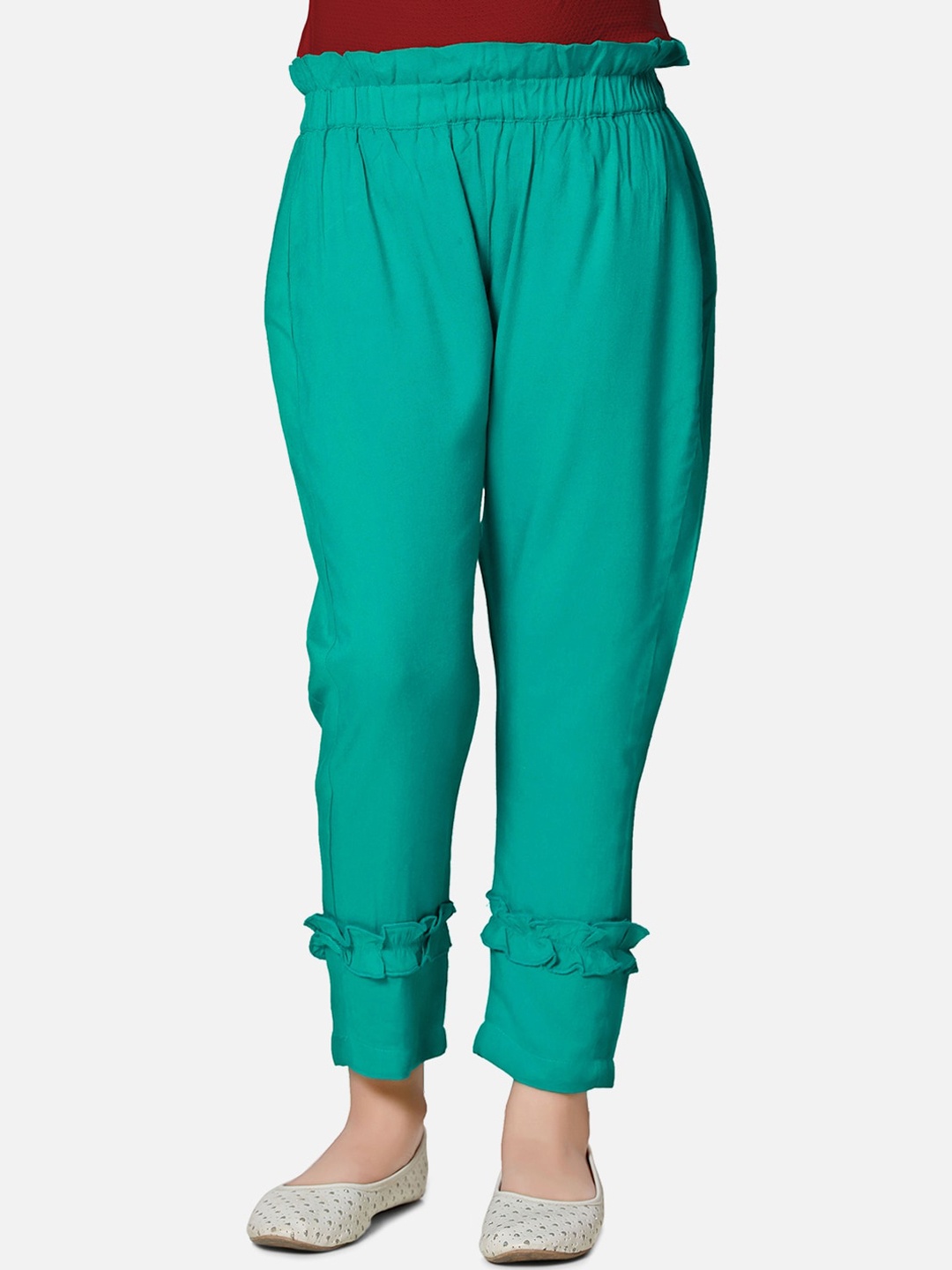 

Cutiekins Girls Green Hem Design Straight Palazzos