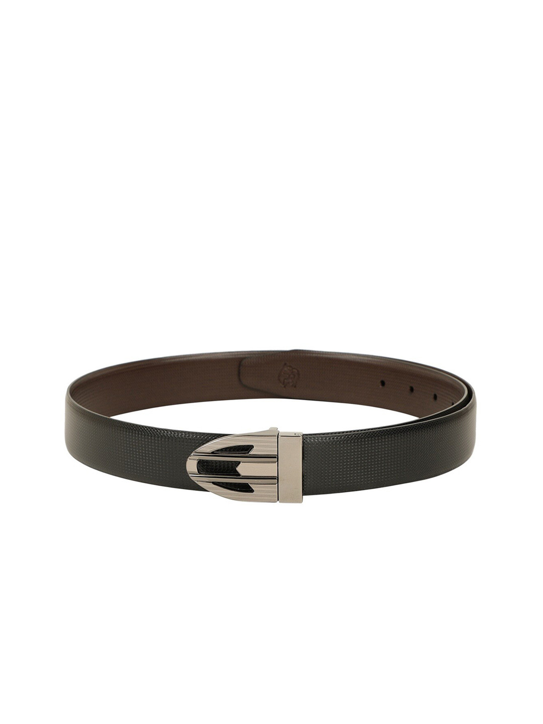 

ZEVORA Men Black & Brown Textured Reversible Belt