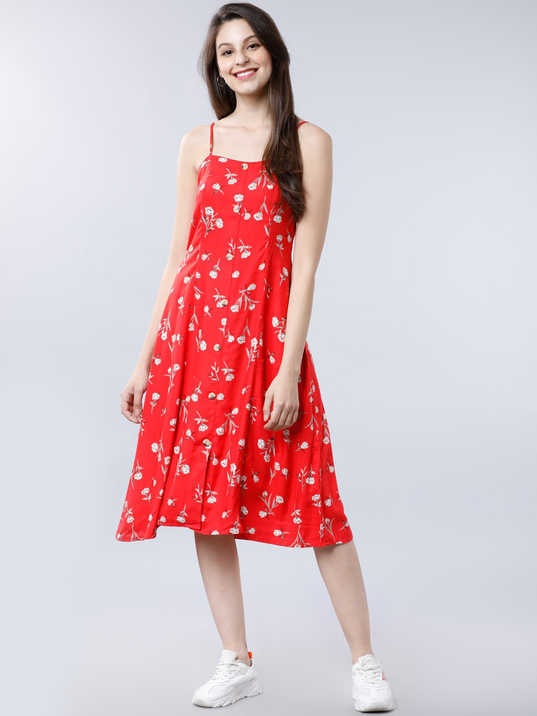 

Tokyo Talkies Women Red Printed Fit and Flare Dress