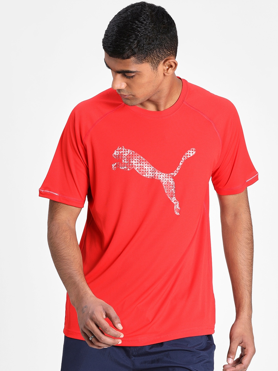 

Puma Men Red Reflective Logo Printed Round Neck T-shirt