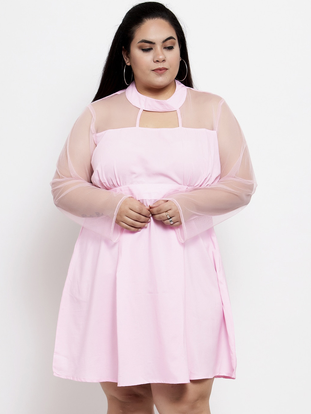 

Flambeur Women Pink Solid Fit and Flare Dress