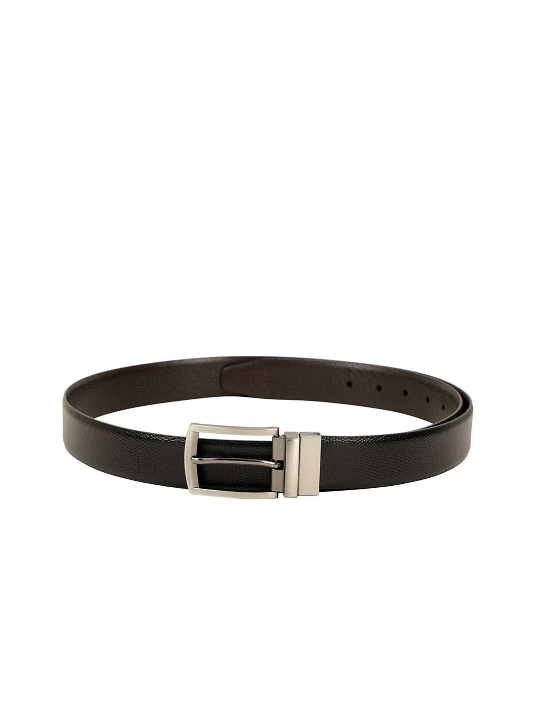 

ZEVORA Men Black & Brown Reversible Textured Belt