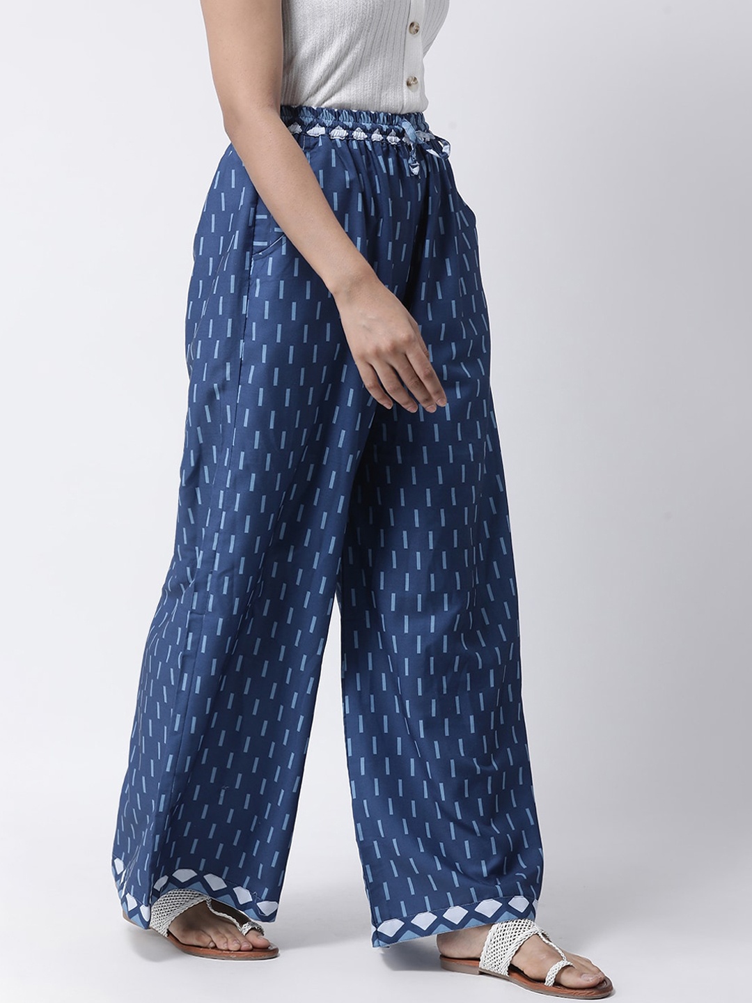 

Hangup Women Blue Printed Straight Palazzos