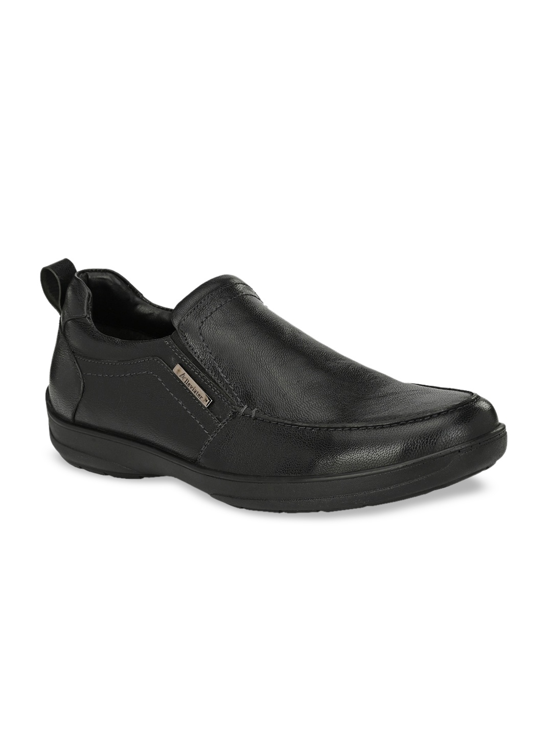 

Alleviater Men Black Solid Leather Loafers