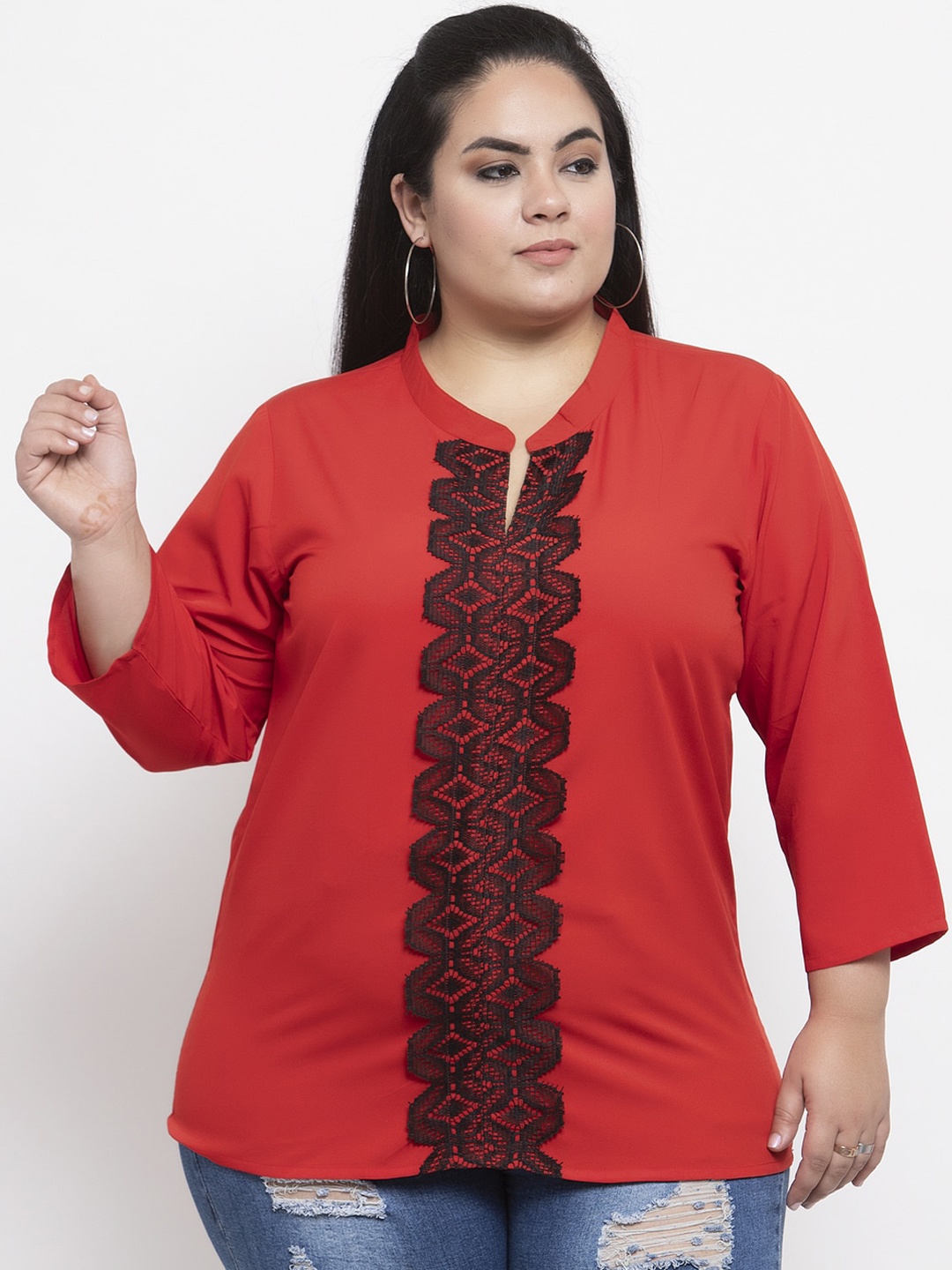 

Flambeur Women Red Solid Top