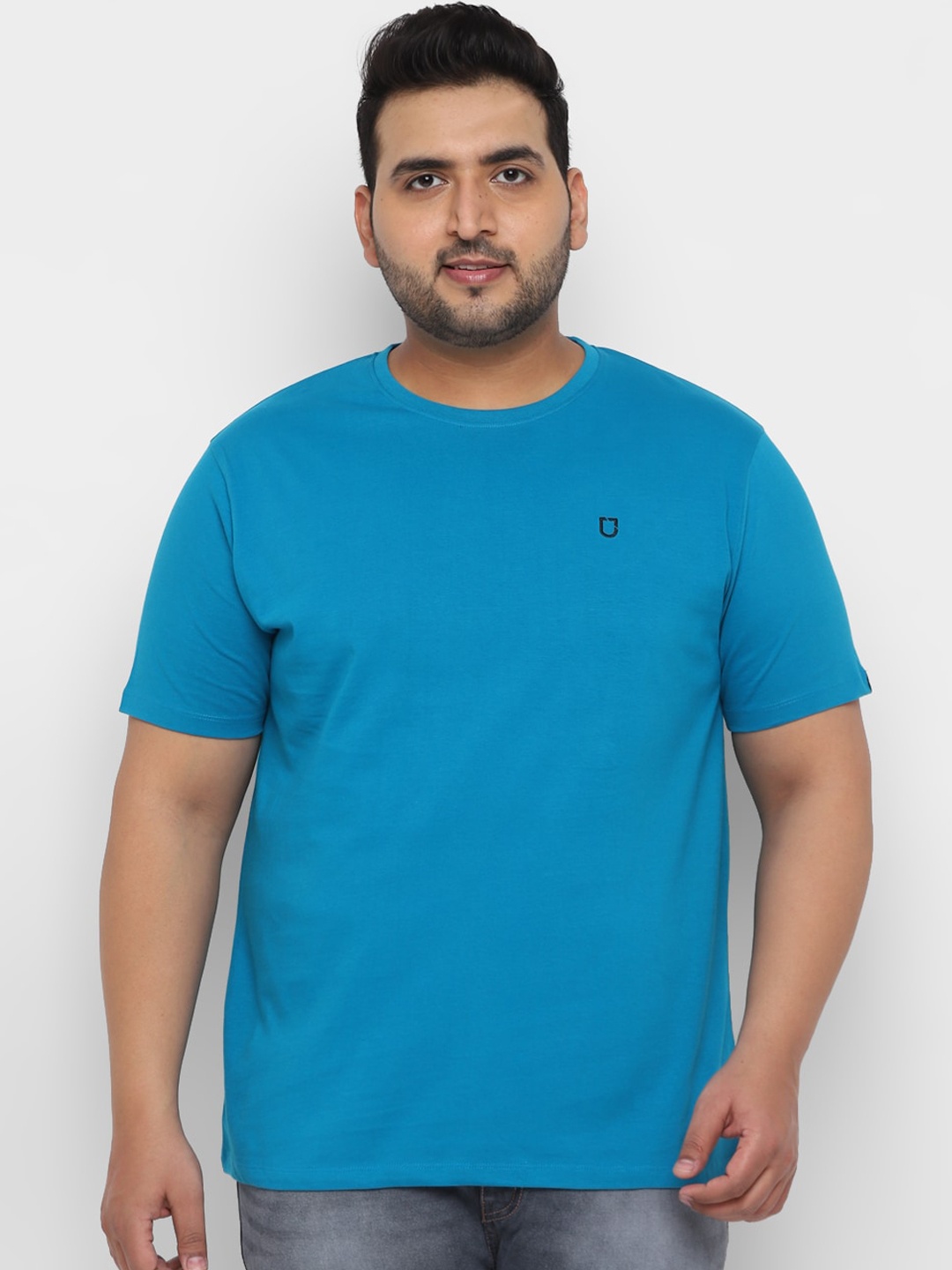 Urbano Plus Men Blue Solid Round Neck T-shirt