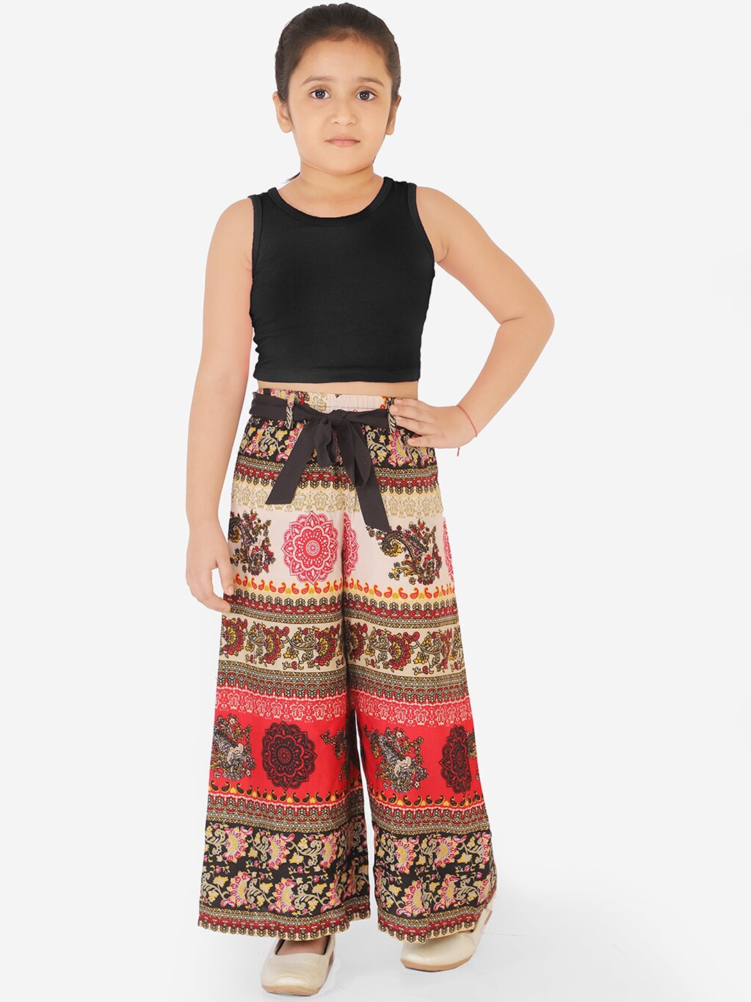 

Naughty Ninos Girls Black & Red Solid Top with Palazzos