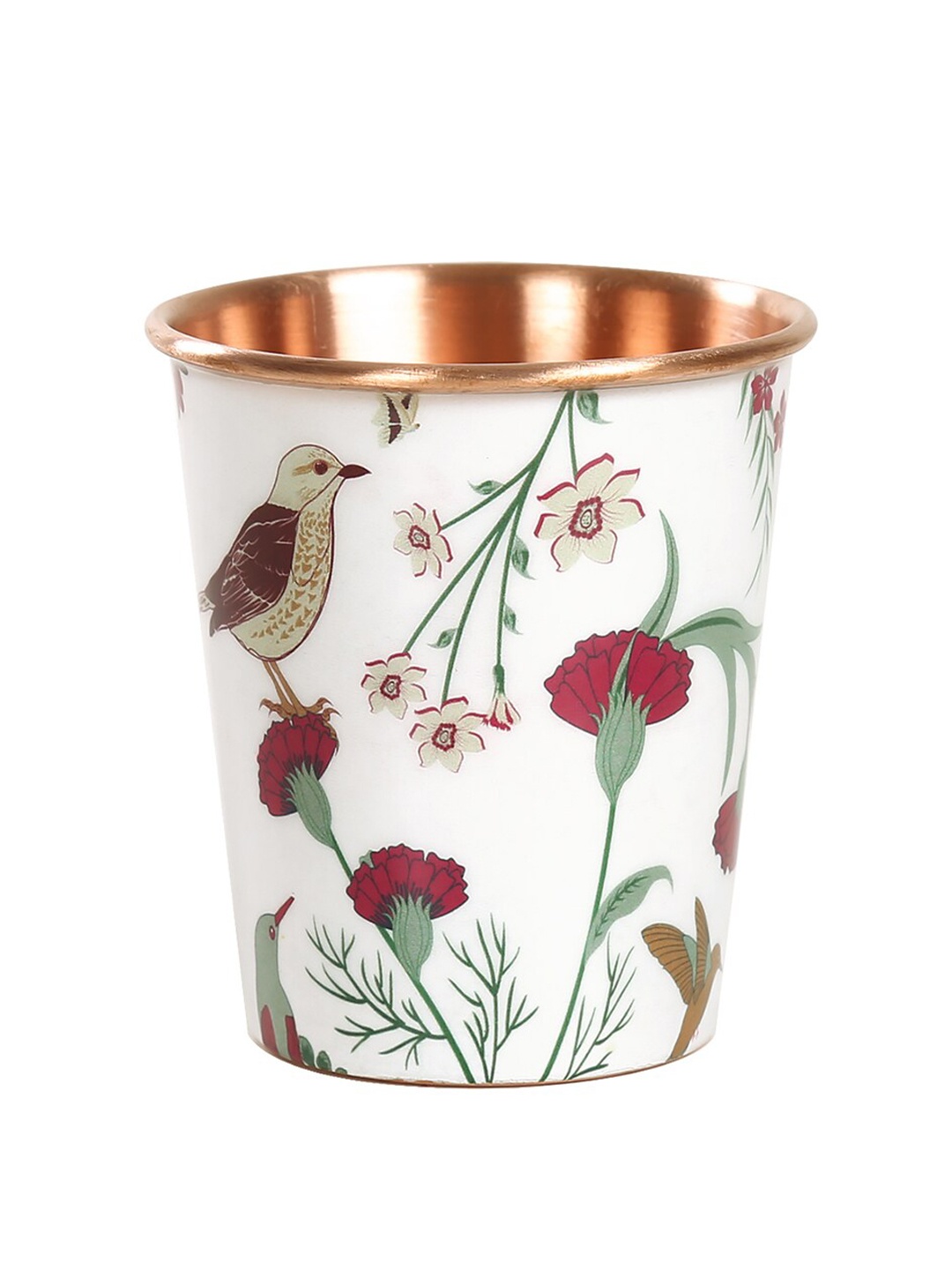 

India Circus by Krsnaa Mehta White Floral Galore Copper Tumbler