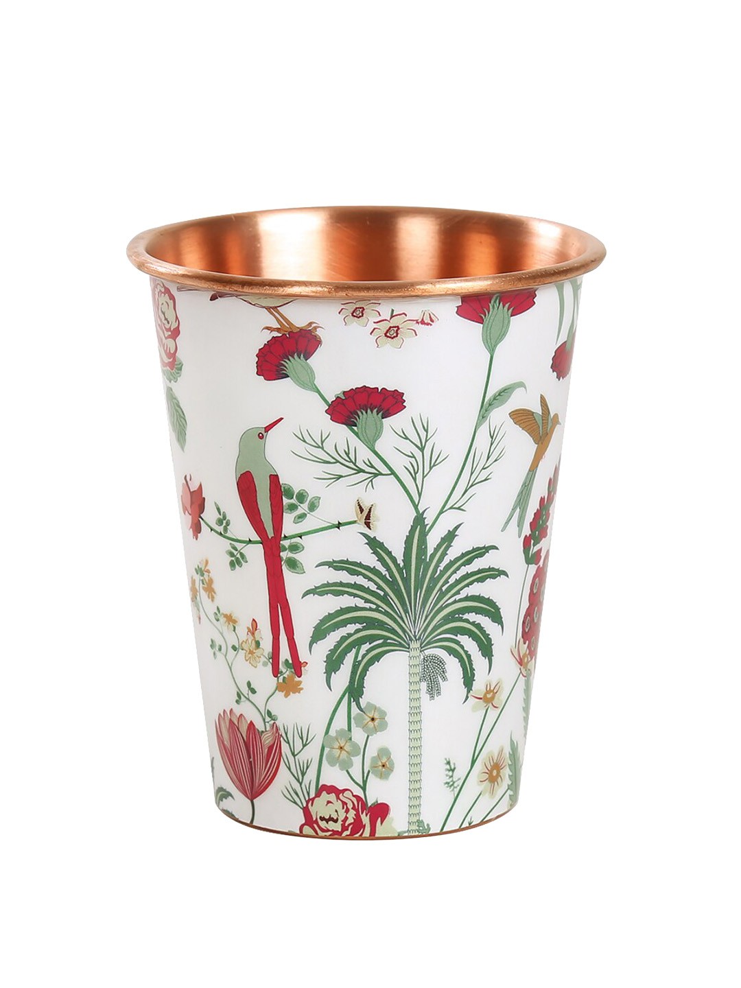 

India Circus by Krsnaa Mehta Grey Floral Printed Galore Copper Tumbler, White