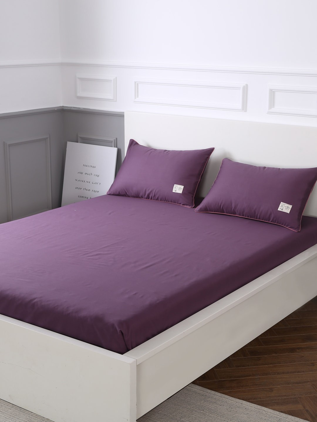 

URBAN DREAM Purple Solid 210 TC Cotton 1 Queen Bedsheet with 2 Pillow Covers