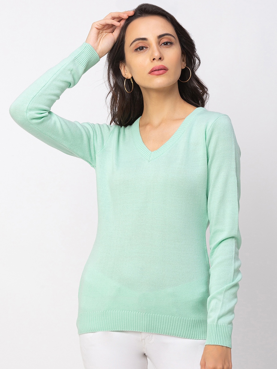 

Globus Women Sea Green Solid Pullover Sweater