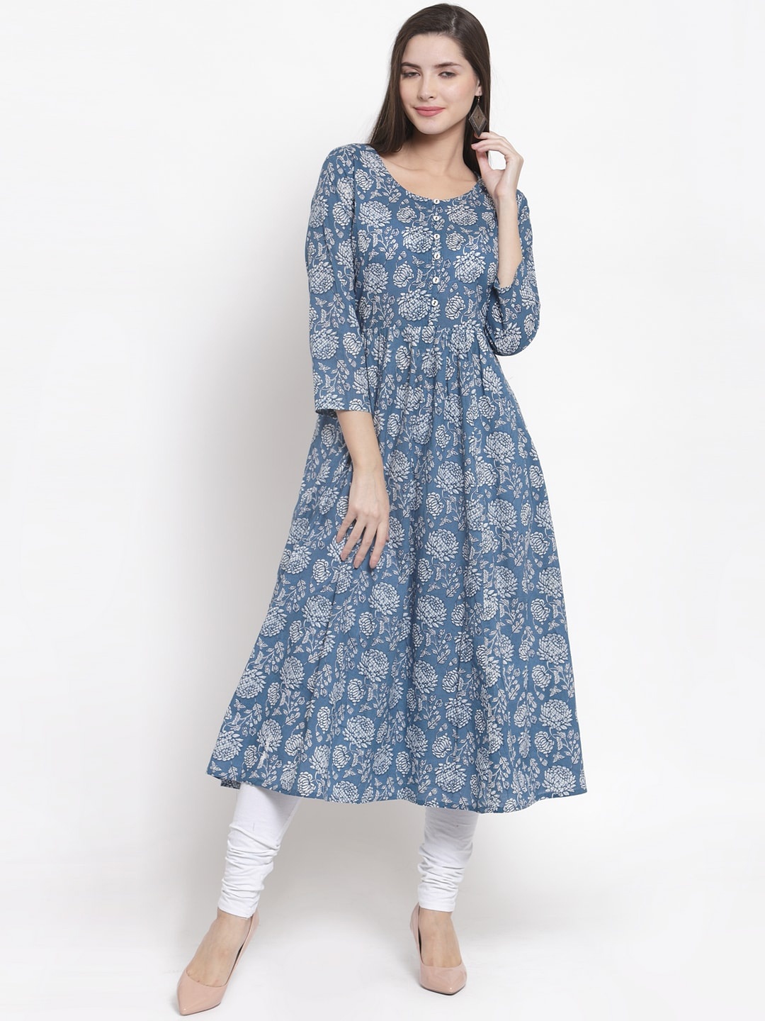 

The Kurta Express Women Blue Printed Anarkali Kurta