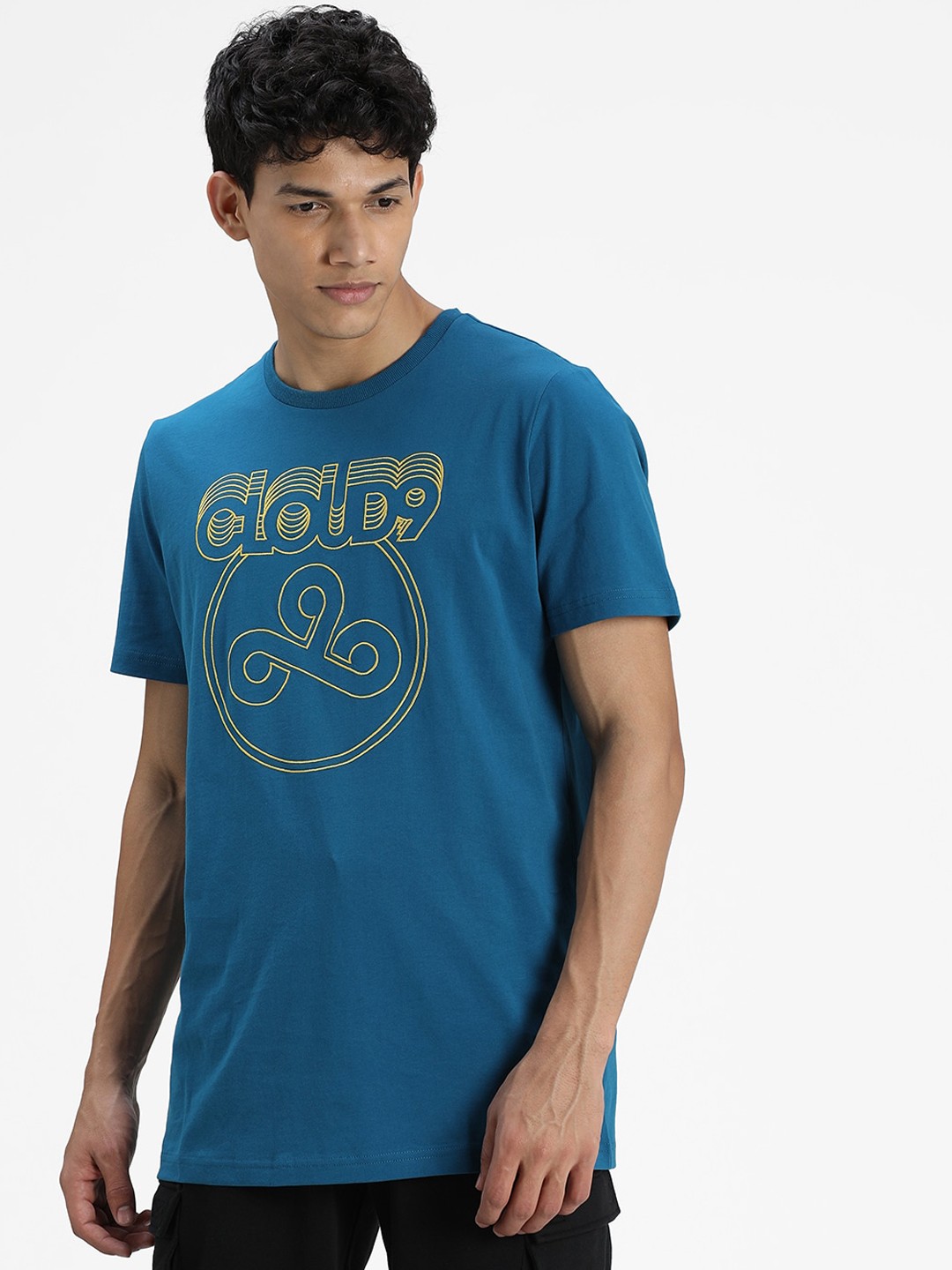 

Puma Men Blue Self Design Round Neck T-shirt