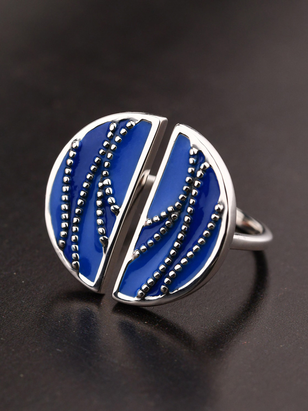 

TALISMAN Rhodium-Plated Silver & Blue Handcrafted Sustainable Sterling Ring