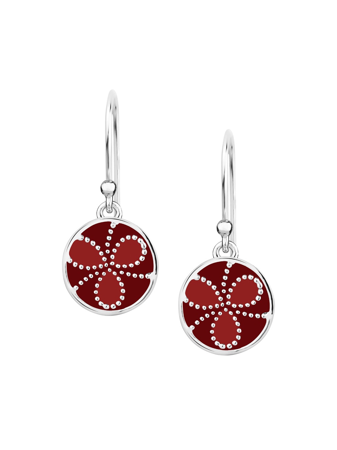 

TALISMAN Sterling Silver & Red Circular Drop Earrings