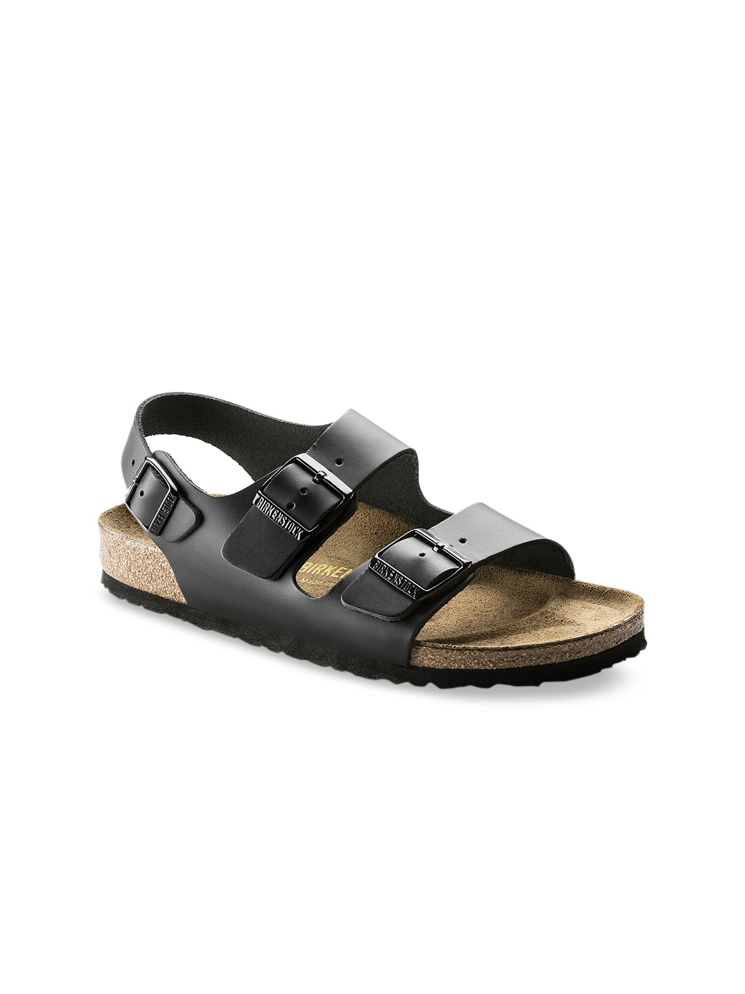 

Birkenstock Milano Black Regular Width Natural Leather With An Ankle Strap