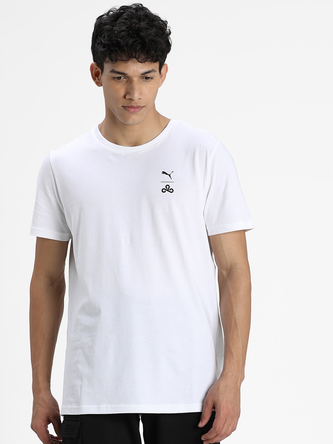 

Puma Men White Printed Round Neck CLD9 Corrupted T-shirt