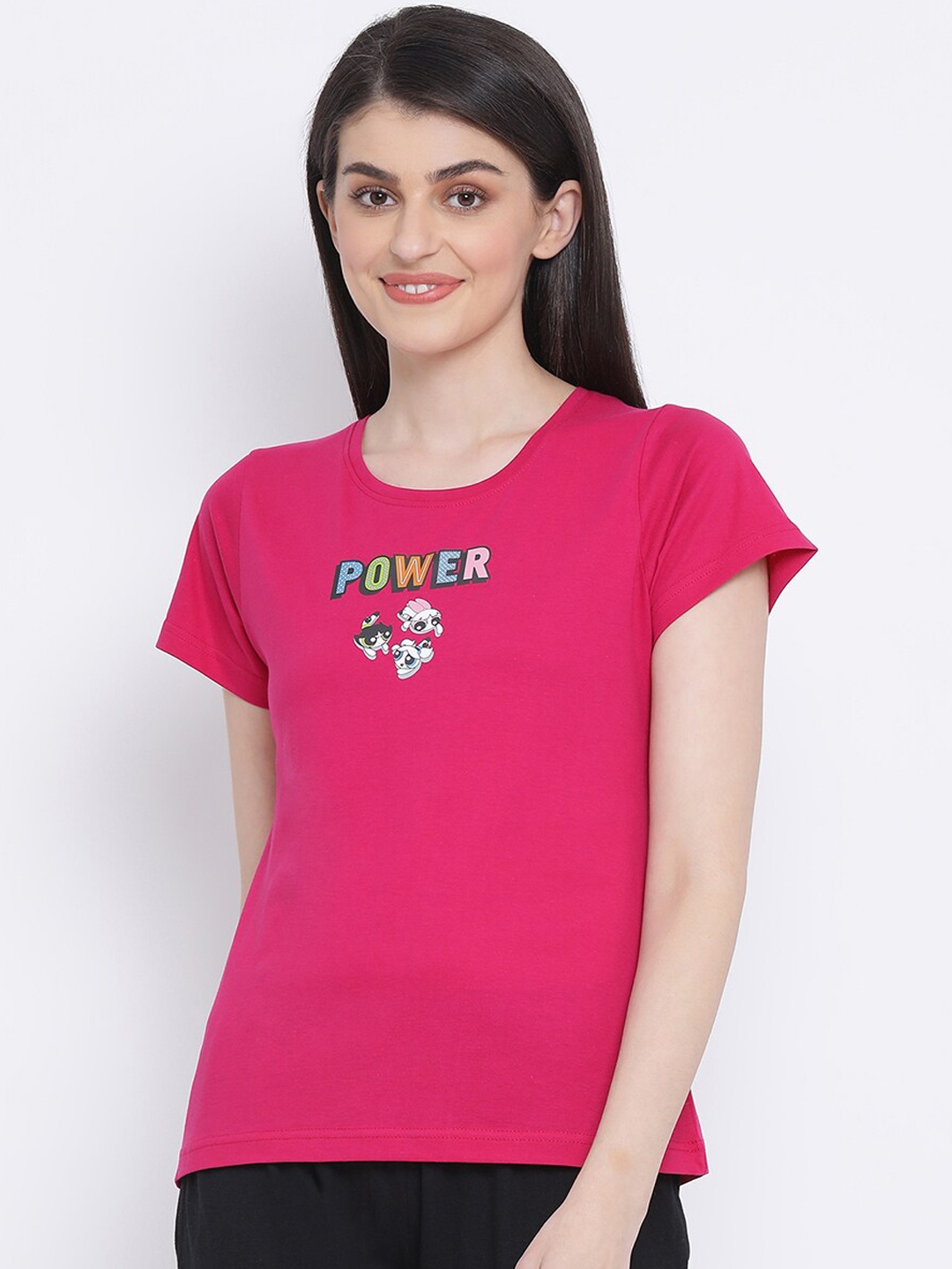 

Clovia Women Pink Powerpuff Girls Printed Lounge T-shirt