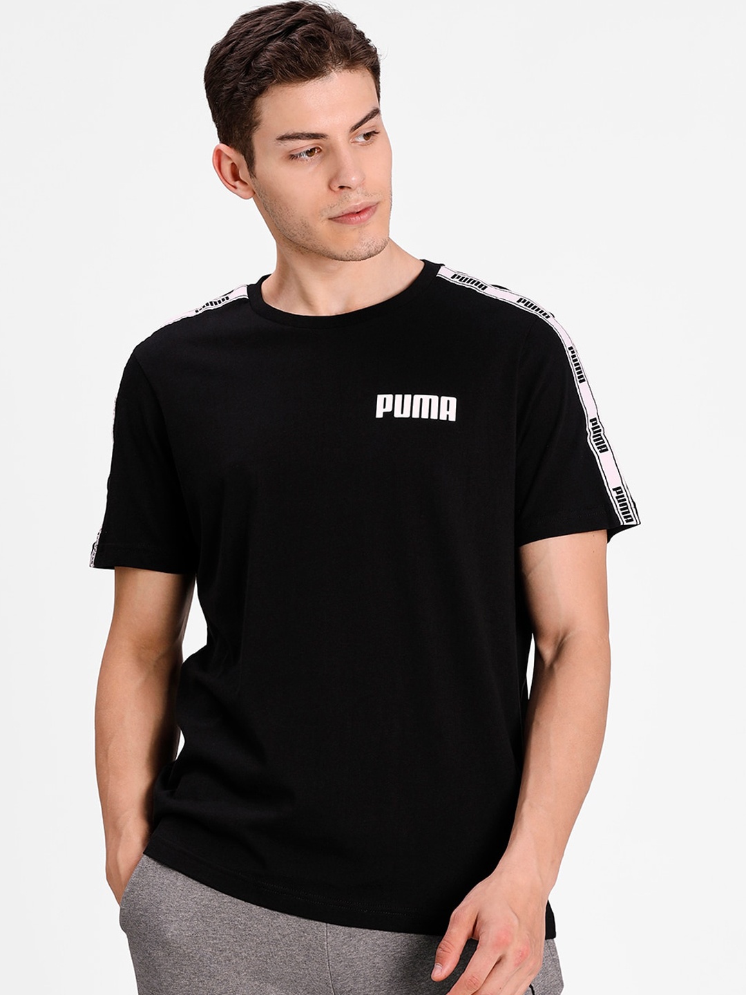 

Puma Unisex Black Printed Round Neck T-shirt