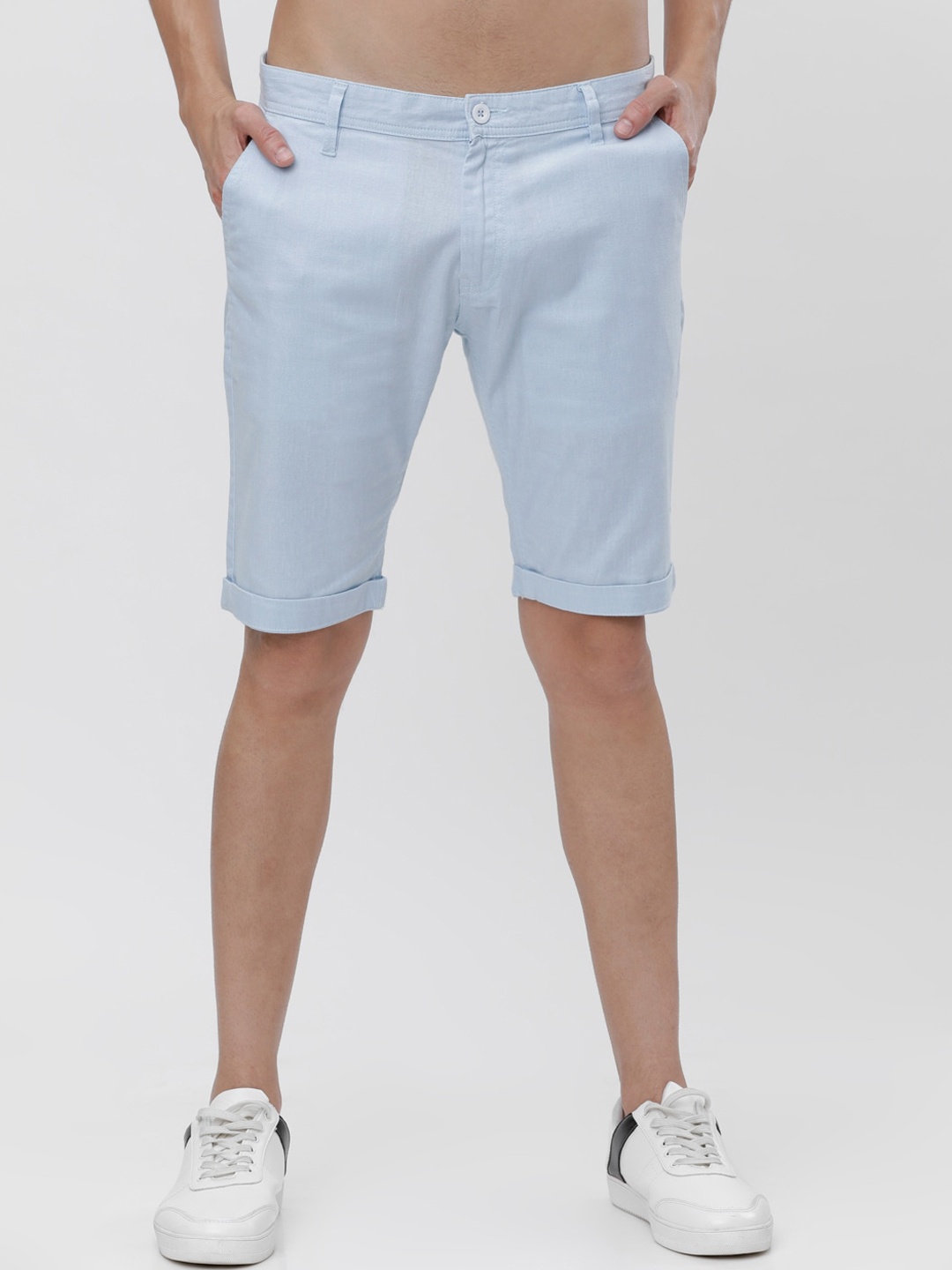 HIGHLANDER Men Blue Solid Slim Fit Chino Shorts