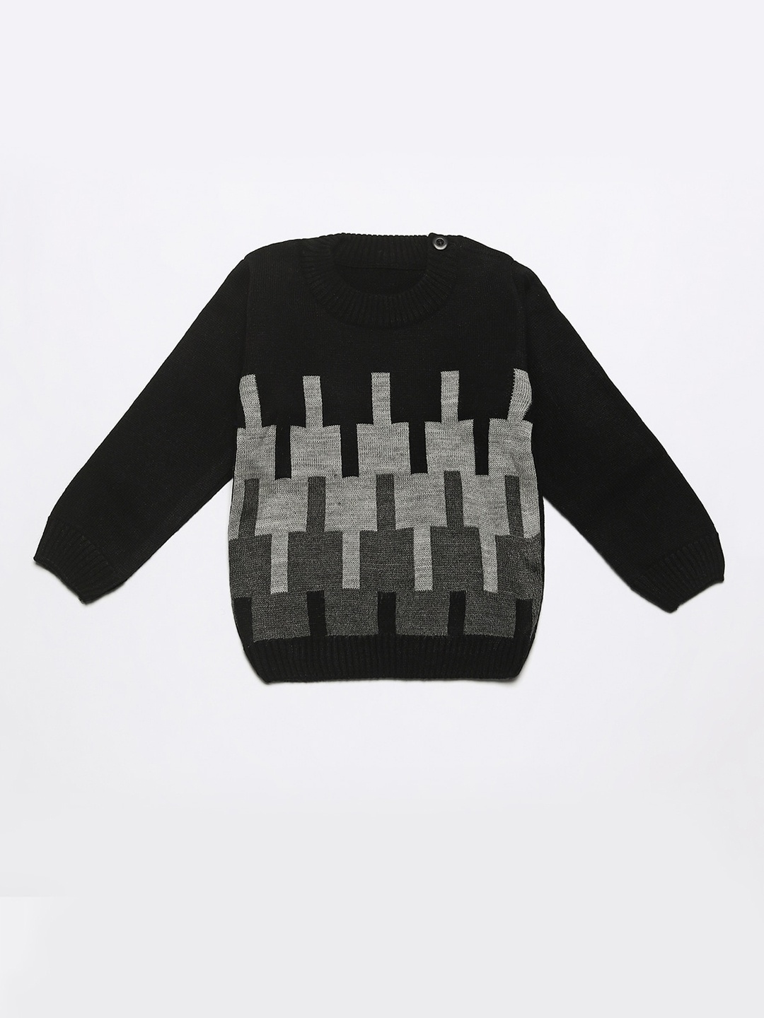 

FABNEST Kids Black & Grey Printed Pullover Sweater