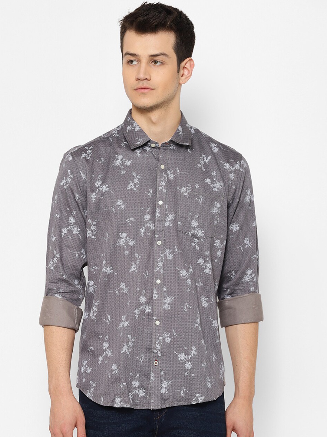 

cape canary Men Grey Regular Fit Printed Casual Shirt