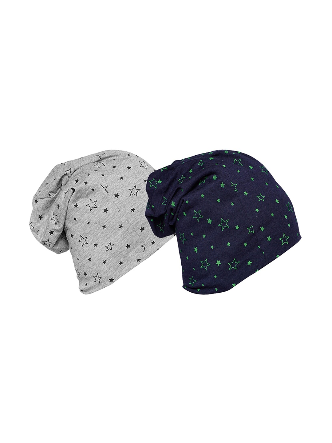 MACK JONNEY Unisex Pack Of 2 Printed Beanies, Navy blue