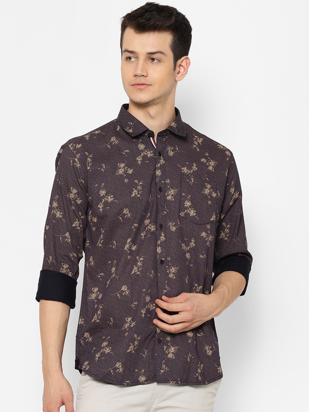 

cape canary Men Brown Regular Fit Printed Casual Shirt