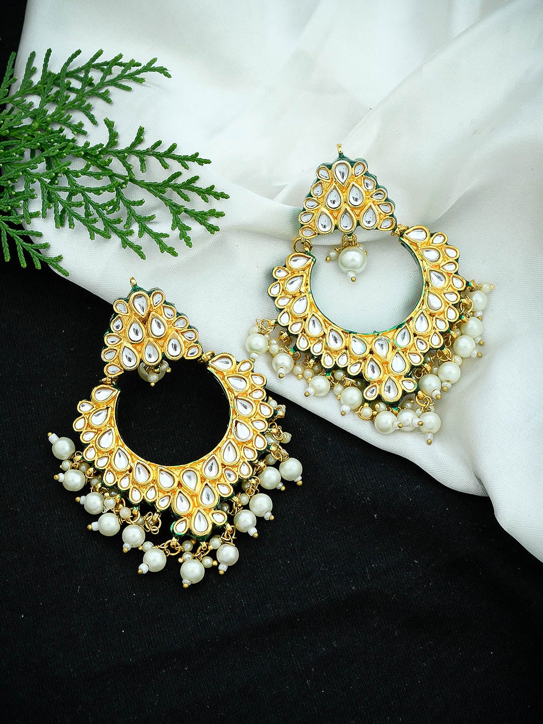 Silvermerc Designs Gold-Toned & Yellow Contemporary Chandbalis