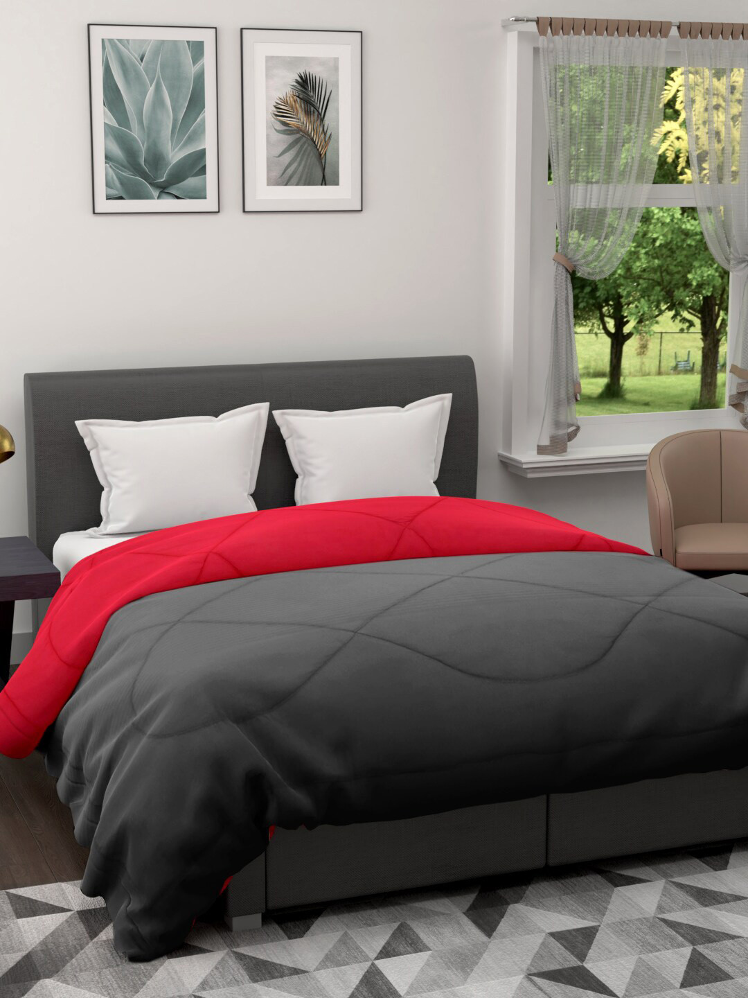 

EverHOME Pink & Grey Solid Mild Winter 200 GSM Double Bed Comforter