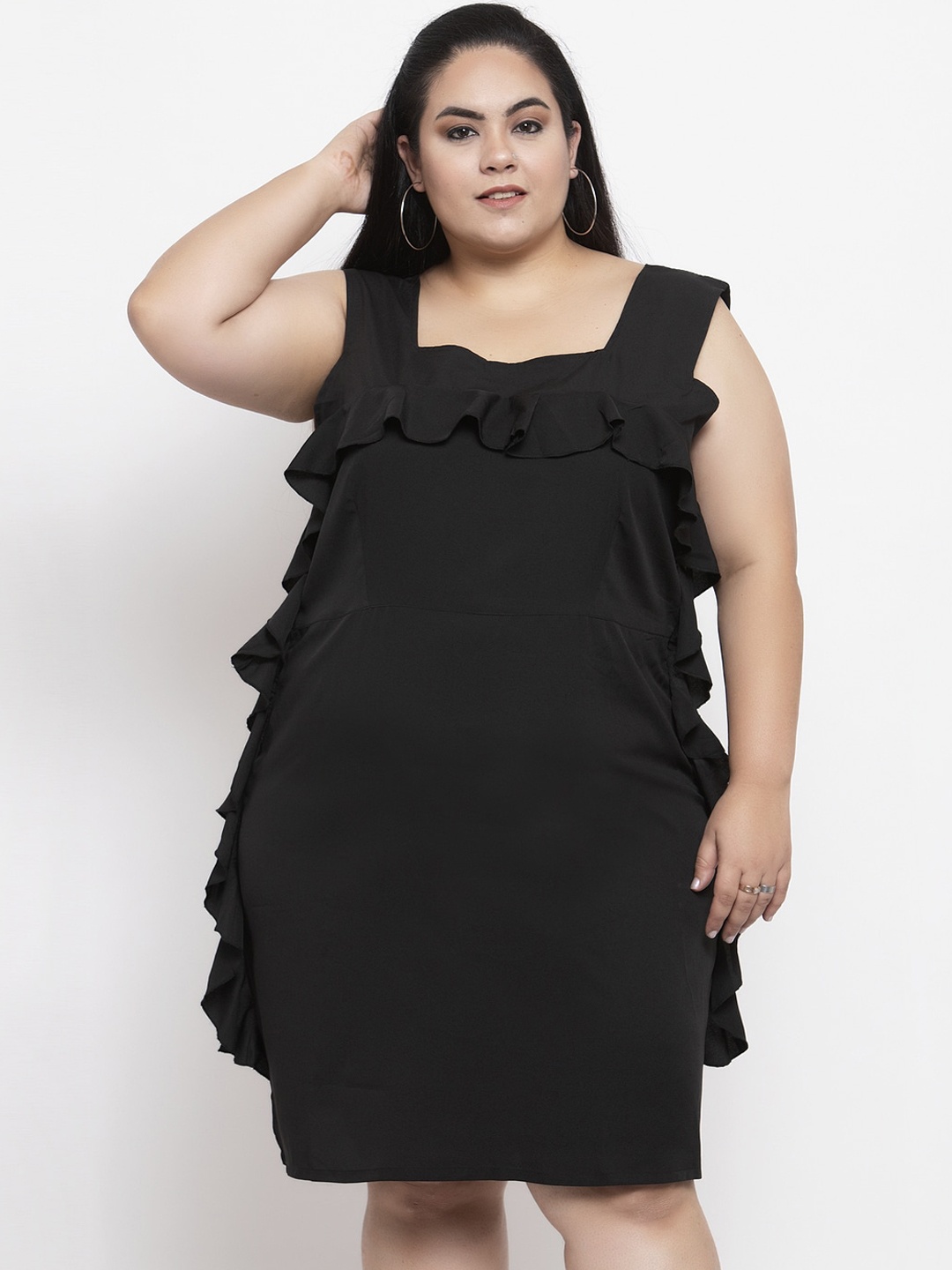

Flambeur Women Black Solid Sheath Dress
