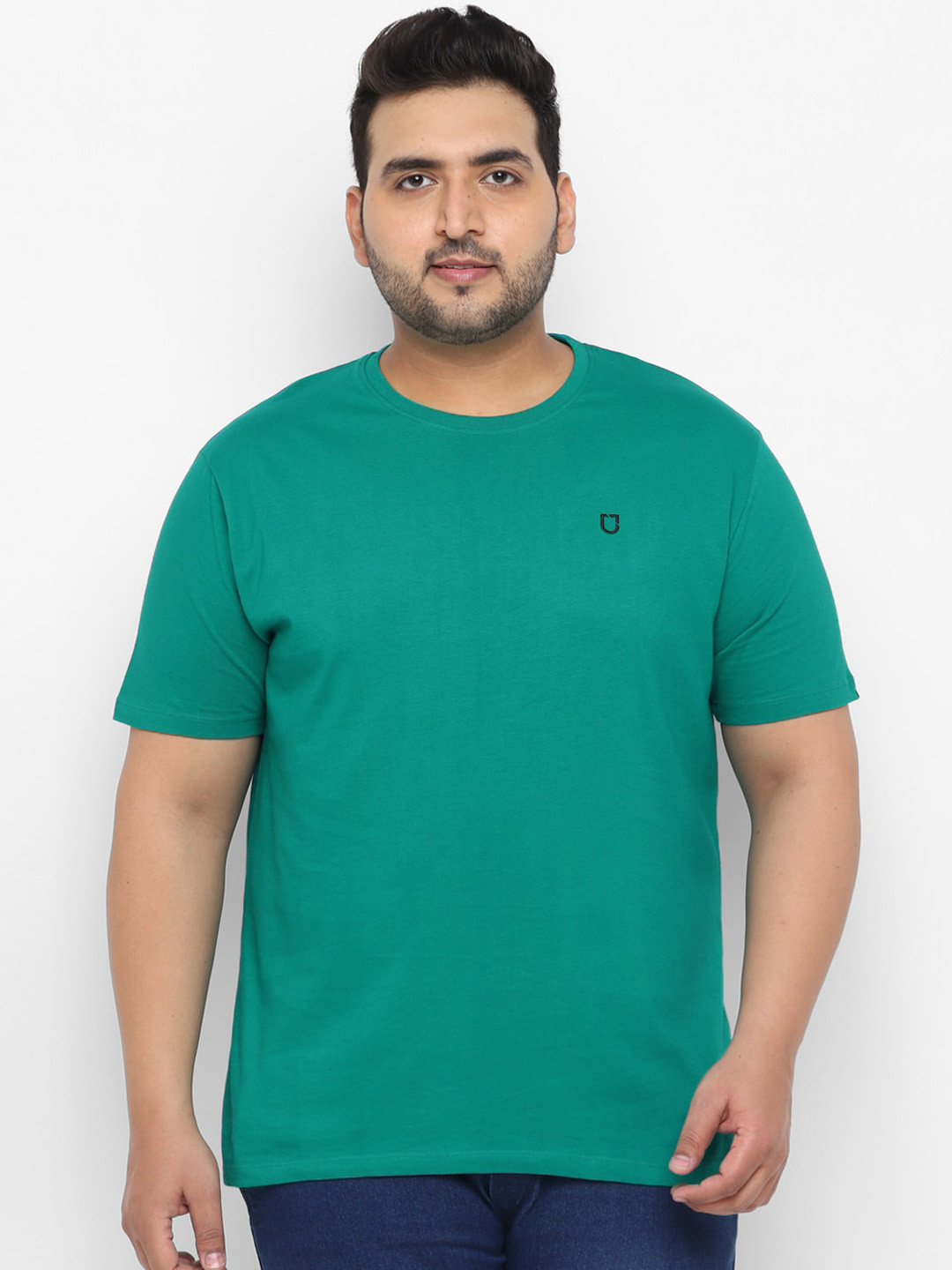 

Urbano Plus Men Green Solid Round Neck Cotton Pure Cotton T-shirt