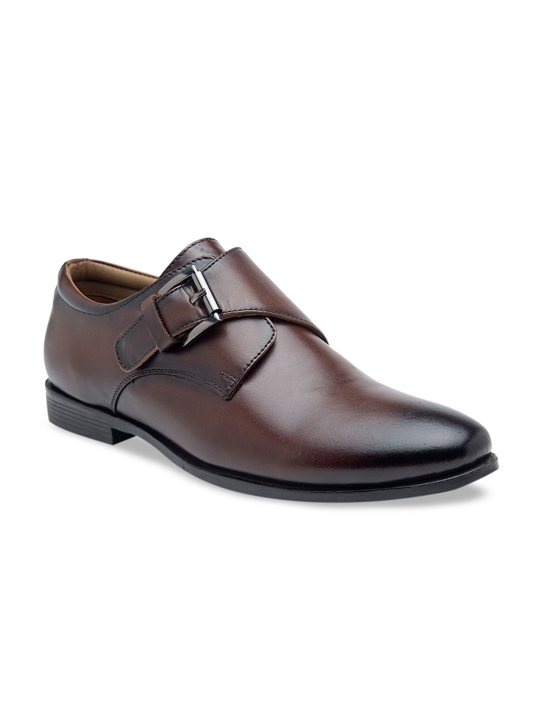 Teakwood Leathers Men Brown Colourblocked Formal Monks