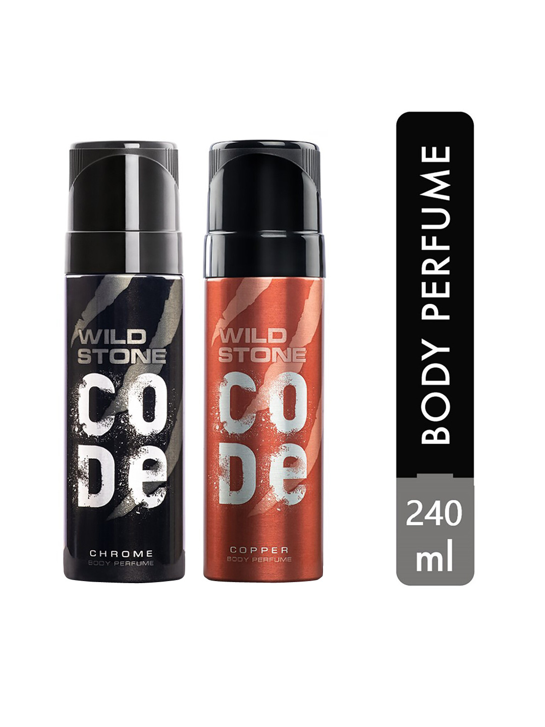 

Wild Stone Men Pack of 2 Code Copper and Chrome Body Spray 240 ml, Black