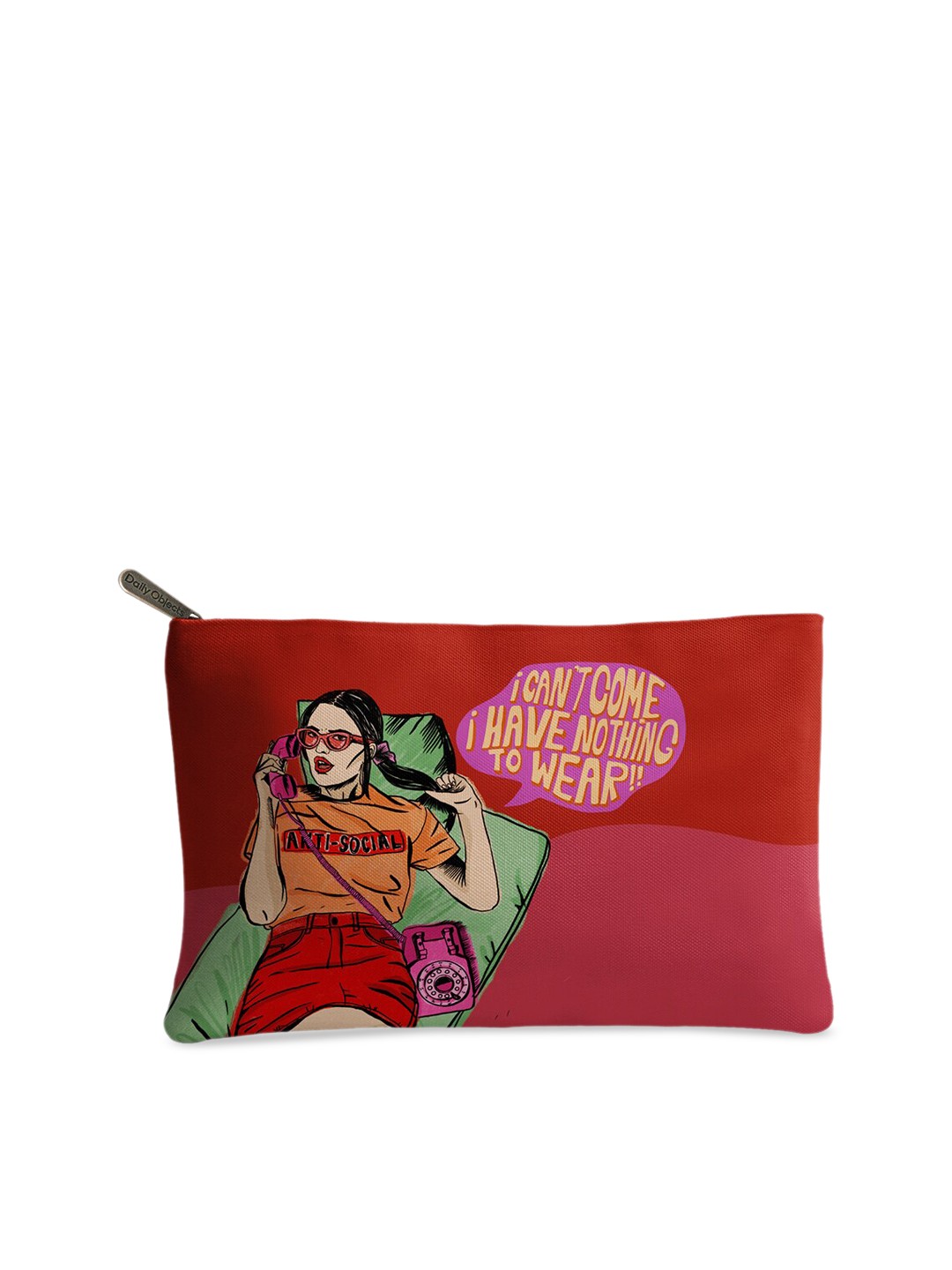 

DailyObjects Red & Green Anti Social Babe Printed Purse Clutch