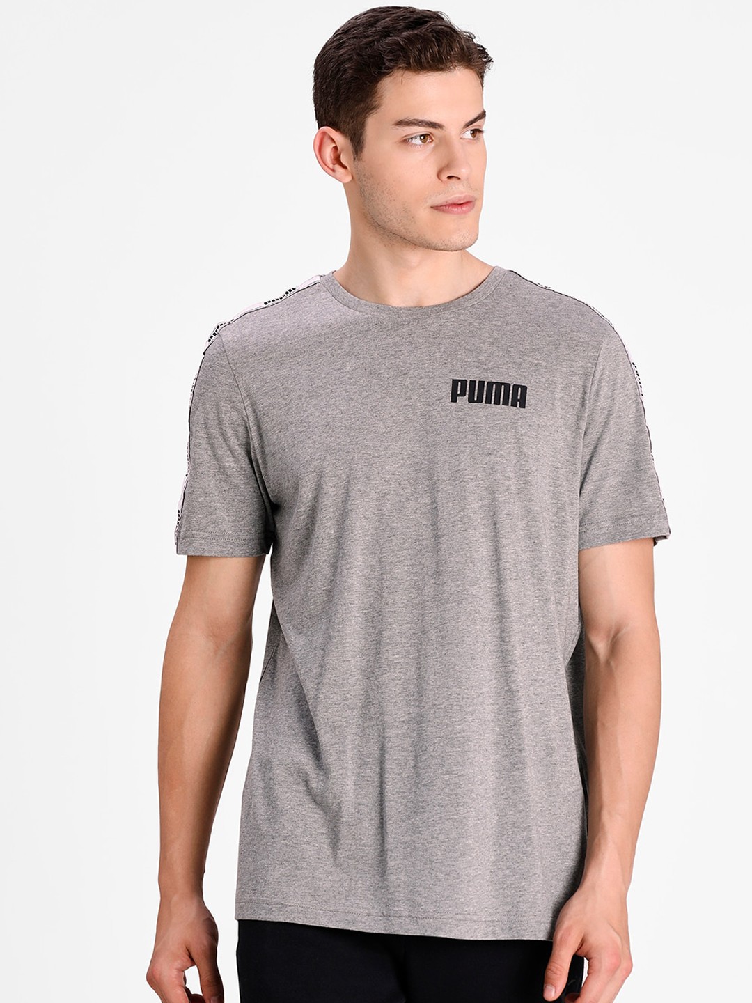 

Puma Unisex Grey Solid Round Neck T-shirt