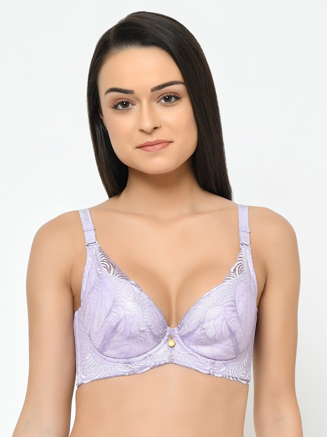 

Cosmo Lady Purple Lace Underwired Lightly Padded Plunge Bra