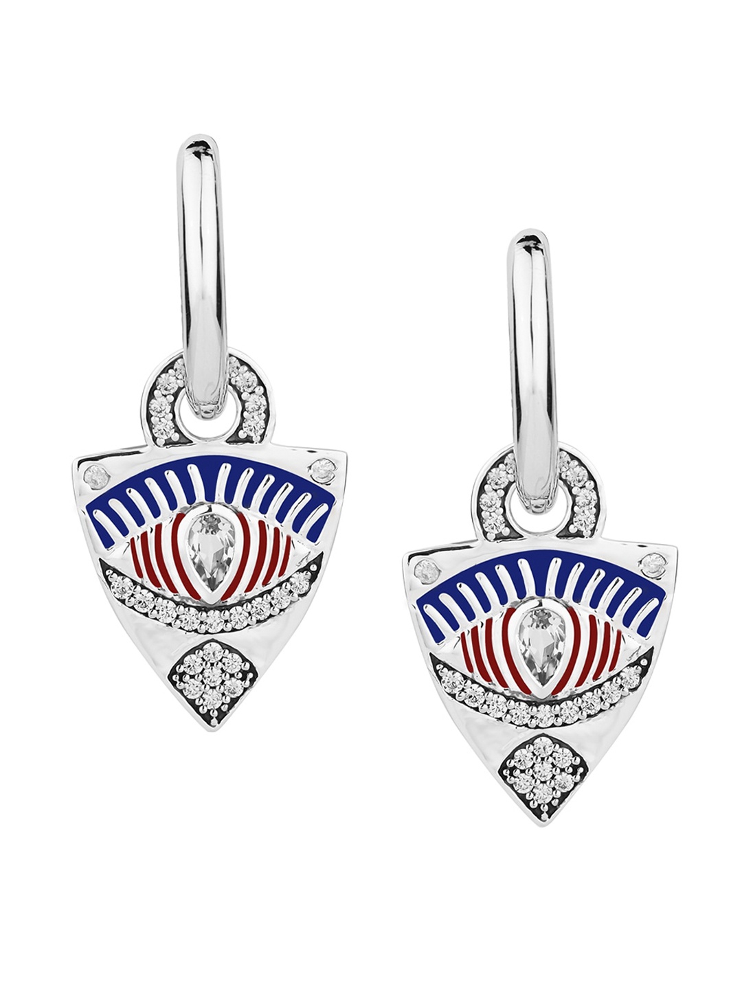 

TALISMAN Silver-Toned Rhodium-Plated Contemporary Studs