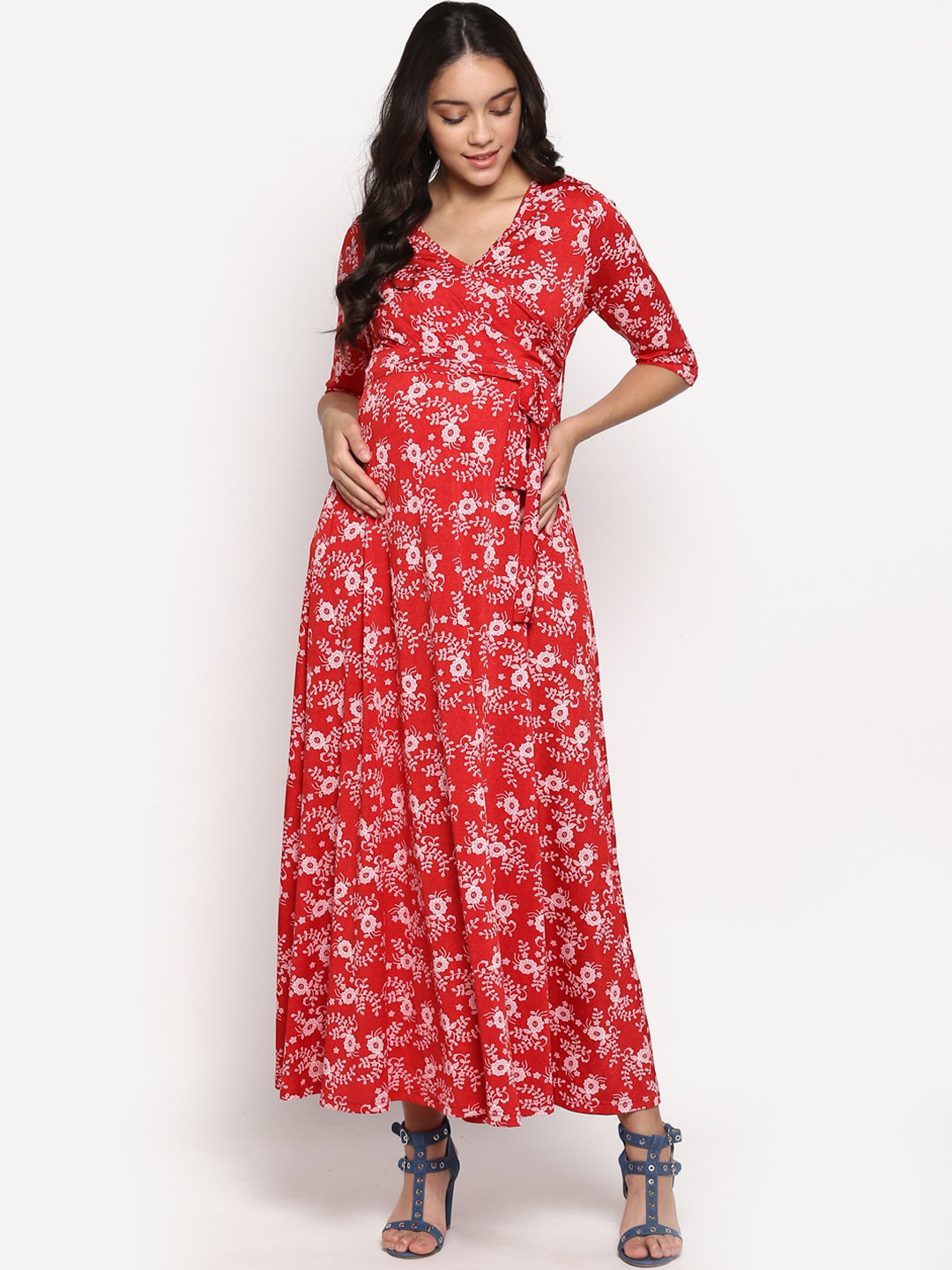 

Momsoon Maternity Women Red Printed Maxi Dress