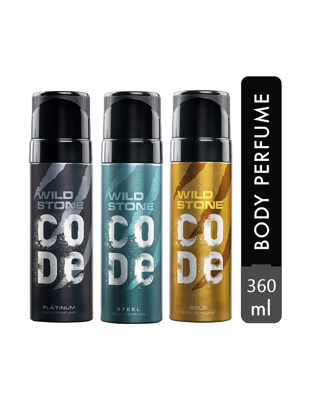 Wild Stone Men Set Of 3 Code Steel Body Perfume Spray, Multi