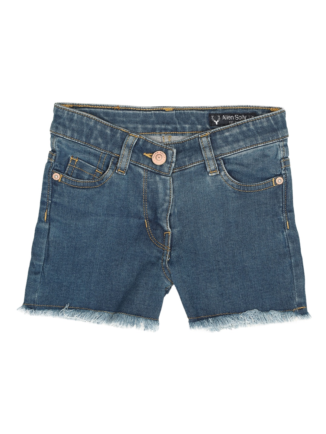

Allen Solly Junior Girls Blue Solid Regular Fit Denim Shorts