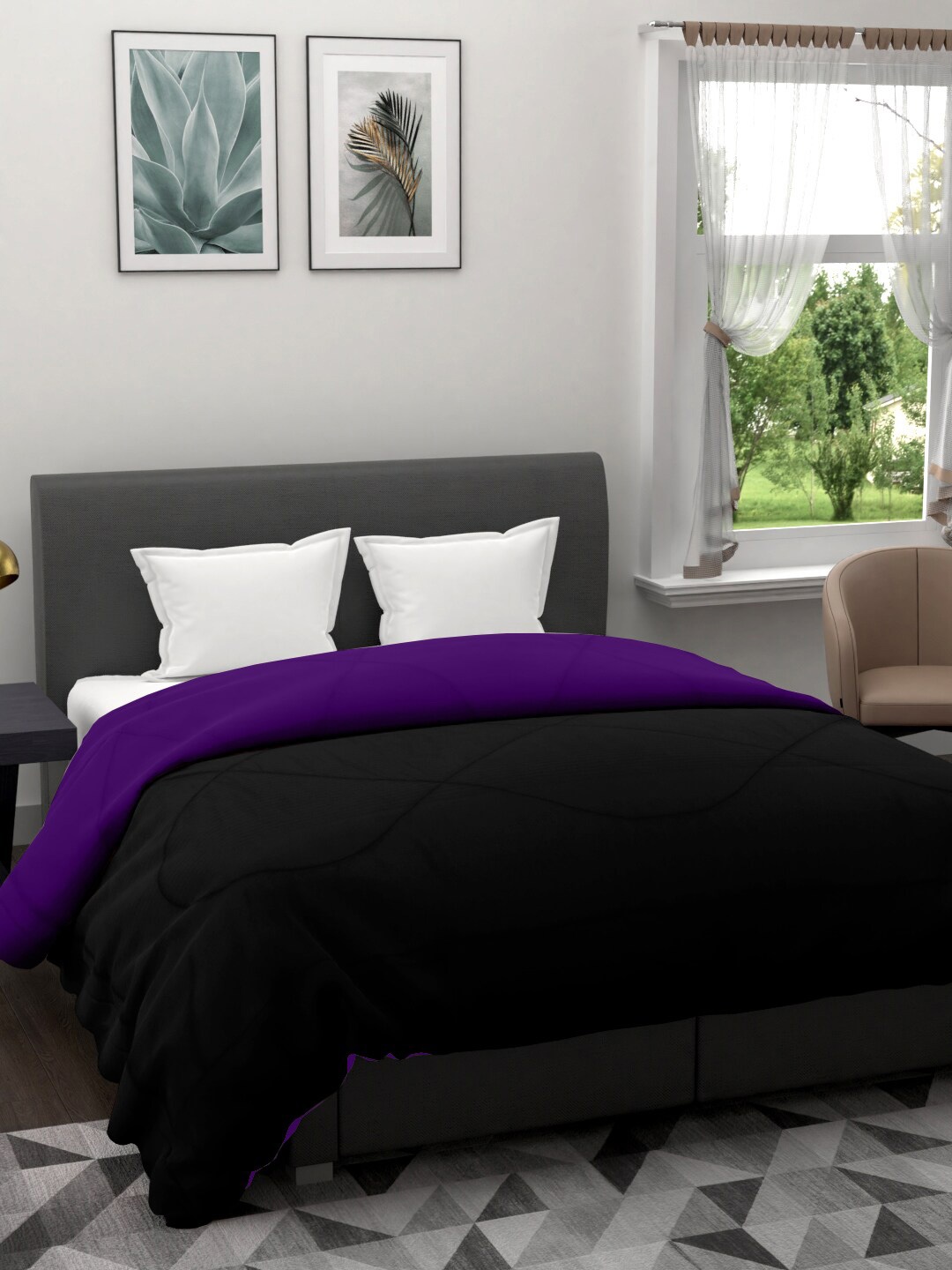 

EverHOME Purple & Black Solid Mild Winter 200 GSM Double Bed Comforter