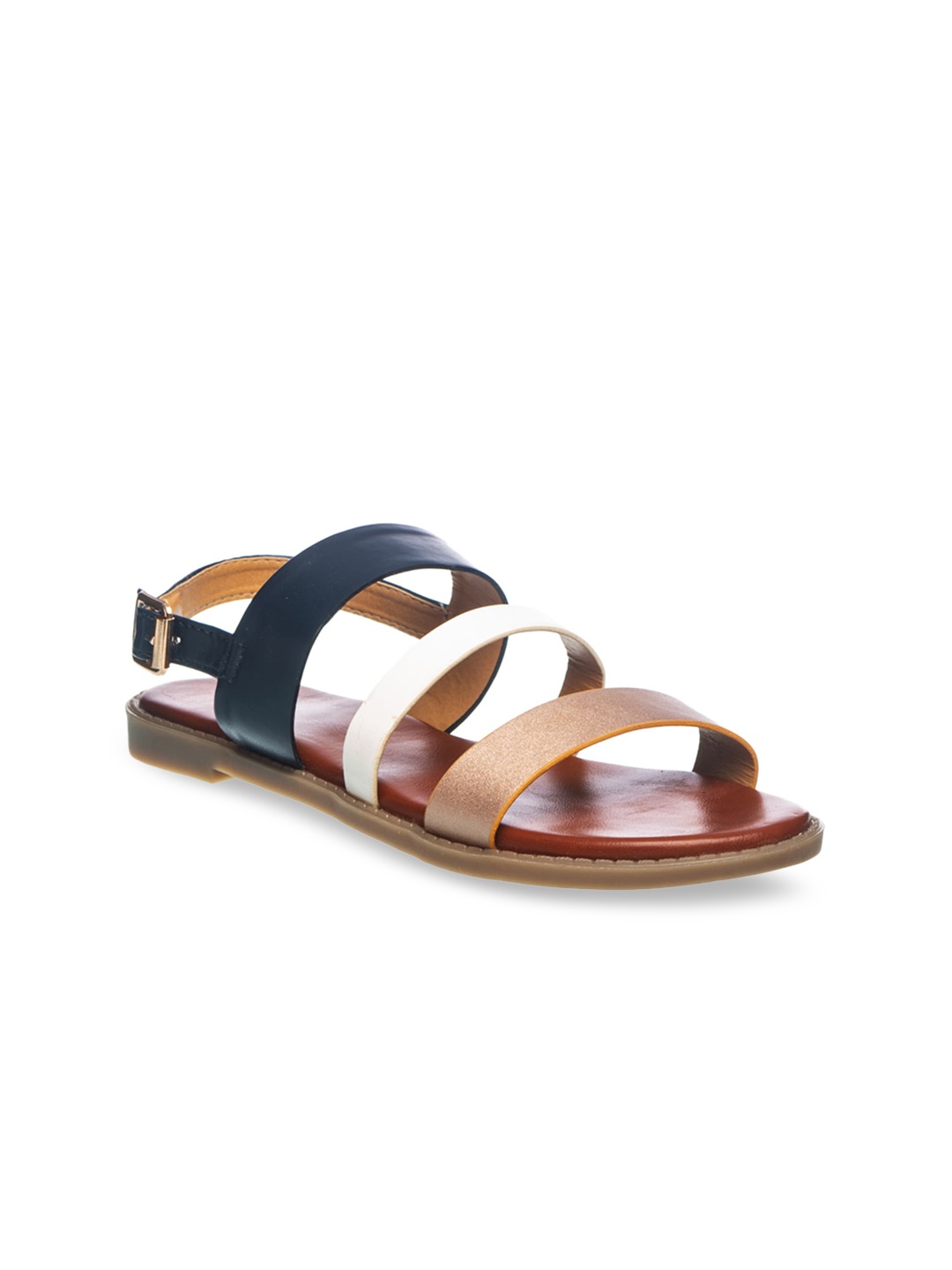 Khadims Women Teal Colourblocked Open Toe Flats